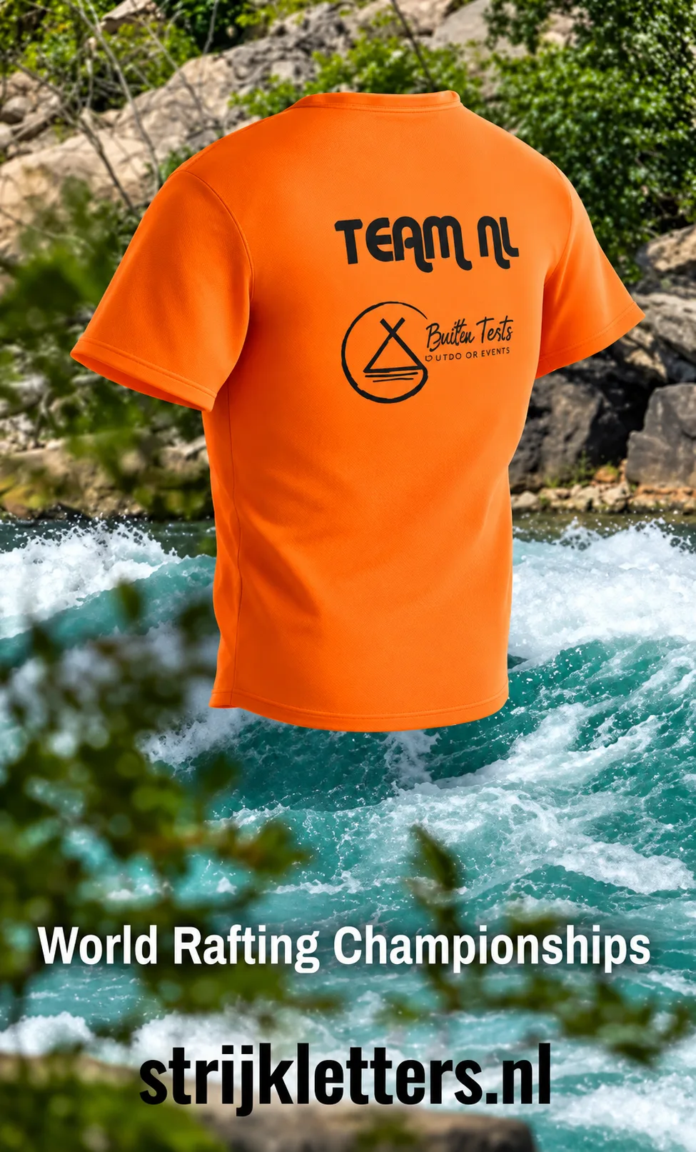 rafting team sportkleding strijkletters